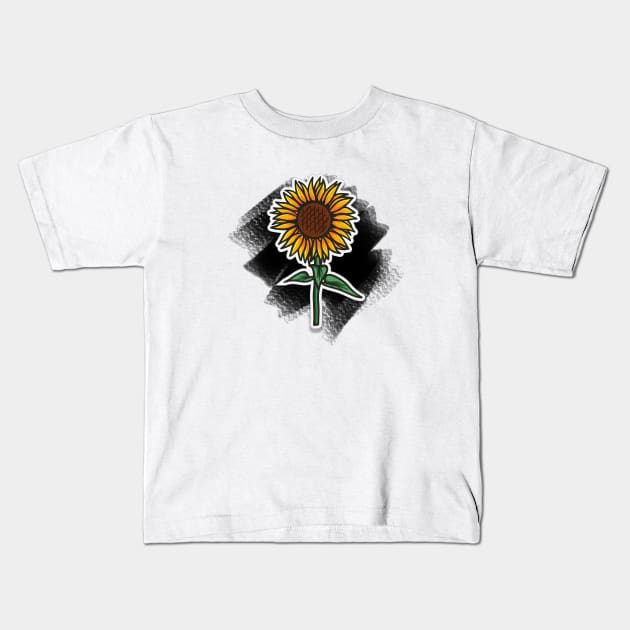 Sunflower Flora Vintage Japanese Brunch Minimalist Kids T-Shirt by Flowering Away